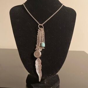 BP Silver and Turquoise Feather Necklace